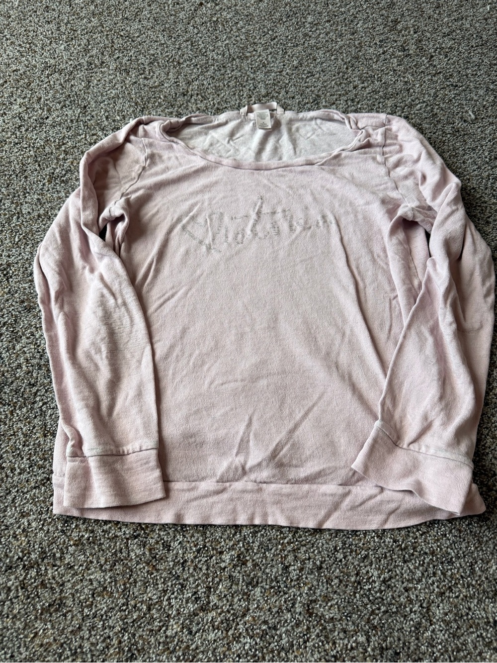 Victoria's Secret Blush Pink Tonal Logo Long Sleeve Lounge Top Medium